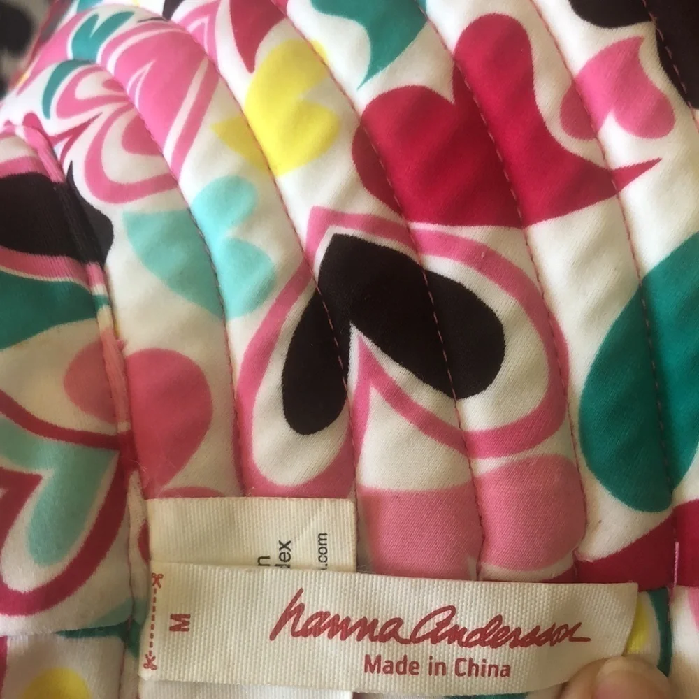 Hanna Andersson Reversible Floppy Sun Hat Pink/Heart Colorful Print Size M